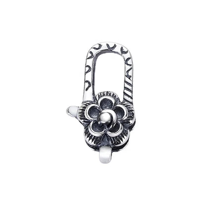 Fashion Flower Shape 925 Lobster Clasp Oxidized Sterling Silver Bracelet Clasp for Jewelry