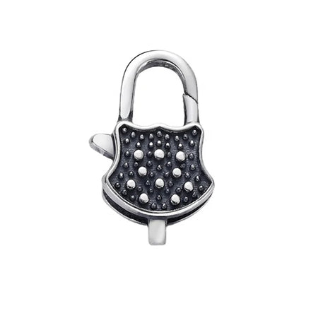 Unique Oxidized 925 Sterling Silver Lovely Bag Shape Pendant Lobster Clasp Decorative Charm Lock for DIY Jewelry Supplies