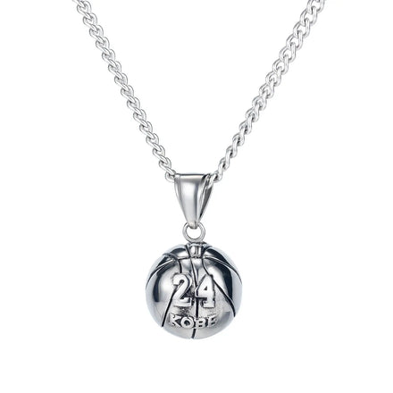 Fashion Mens Stainless Steel Kobe 24 Basketball Star Necklace Black Mamba Pendant Necklace Memorial Souvenir Necklace