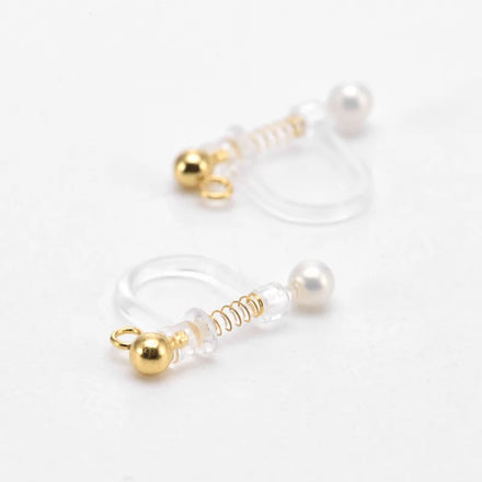 Stainless Steel Transparent Resin Pearl Clip-on Earring Gold Plated Non-Pierced Clip-on Earring Converter for Diy Jewelry