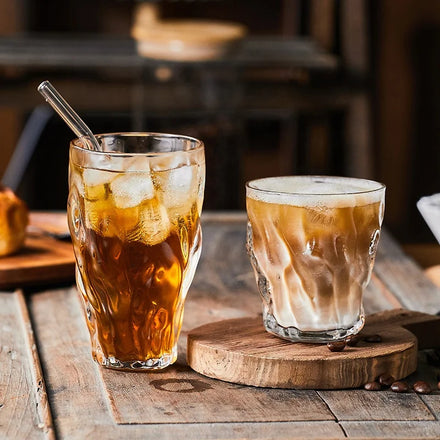 Lovely Girl Heart Hand Blown Gold Rimmed Tree Root Striped Juice Milk Tea Espresso Mug Crystal Glass Coffee Cup for Drinking
