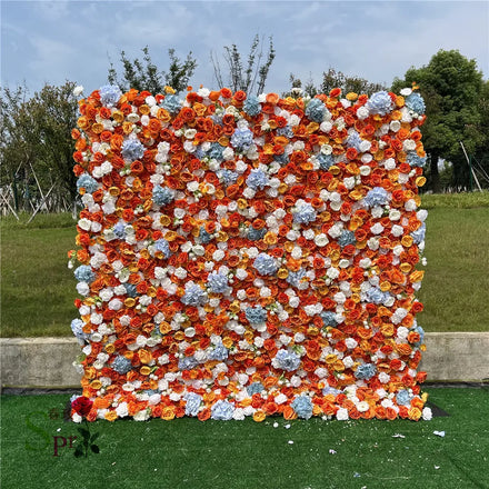 SPR Modern Square Roll up Silk Artificial Flower Wall Cloth Base with Customizable Color for Wedding Backdrop Decor