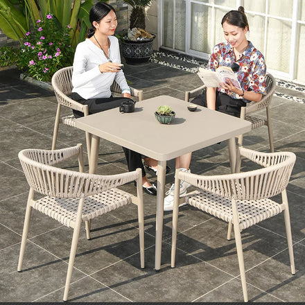 Modern Outdoor Dining Chair Table Set SINTERED STONE Table Top Aluminum Frame UV Resistant Waterproof Durable Warehouse Hotel