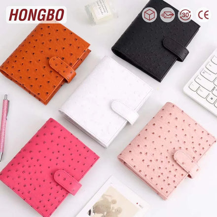 Ins Hot New Portable 6 Rings A7 Ostrich Leather Budget Binder for Money Cash Organizer & Life Planner As Gift Family/Office Use