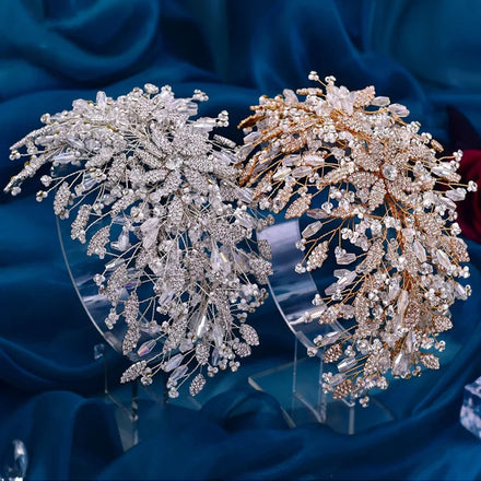 Luxury Handmade Bridal Headdress Tiaras Crystal Rhinestones Bride Wedding Hair Accessories