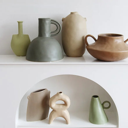 Nordic Art Craft Ornament Matte Flower Vase Wedding Decoration Hotel Ornaments Tabletop Ceramic Vases for Home Decor