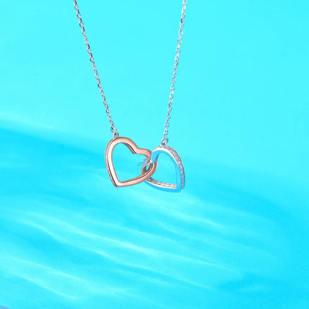 Factory Direct Sales 925 Sterling Silver Double Love Heart Valentine's Day Pendant Necklace for Women