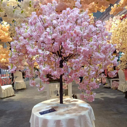 Pink Artificial Cherry Blossom Wedding Tree Customizable Size Iron Frame Outdoor Plant for Table Centerpieces