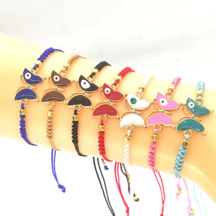 KDC880 Wholesale Fashion Handmade Women Men Adjustable Evil Eye String Bracelets butterfly Bracelet