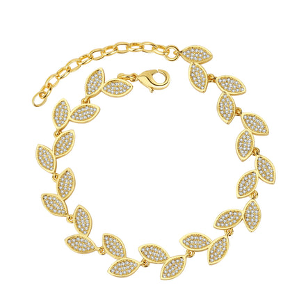 New Hot Selling Women's Versatile Glamour Bracelet 18K Gold-plated Premium Zircon Leaf Flower Bracelet Fashion Jewelry Bracelet