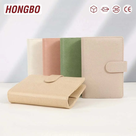 Hongbo Best Selling Christmas Holiday/Office/School Gift 6-Silver-Rings A6 Lizard Leather Budget Binder with Fly Leaf Available