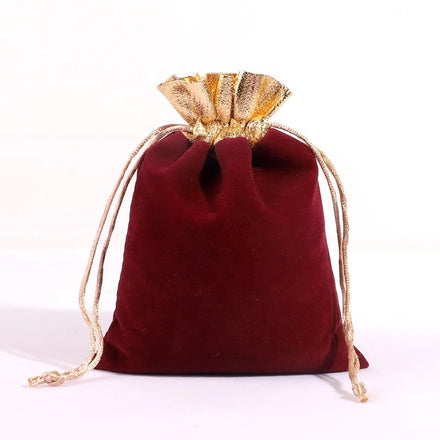 10x12cm Luxury Black Golden Velvet Drawstring Gift Bag Wedding Favor Christmas Jewelry Pouch Trim Party Wedding Gift Container