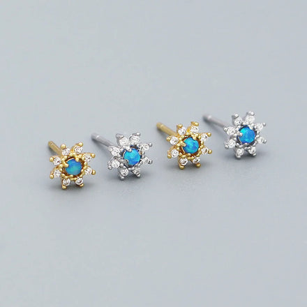 New Fashion Cute Design S925 Sterling Silver CZ Daisy Flower Opal Earrings for Women YHE0512