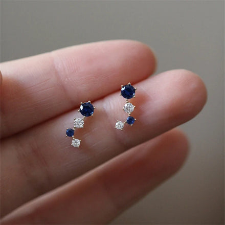 Manufacturer Price Women Customized Design Gold Plated Blue CZ Stud Earrings