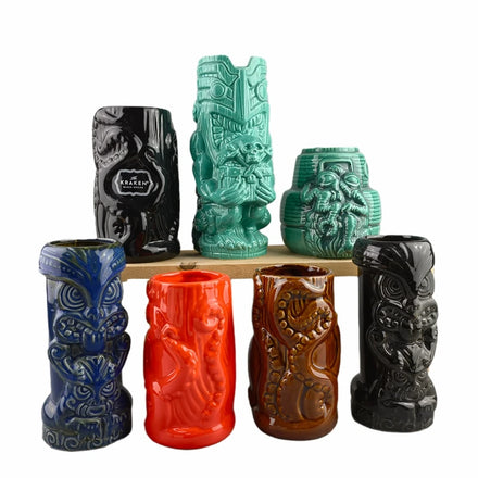 New Style Rope Shape Cartoon Design Pottery Ceramic Tiki Mug for Home Use Hawaii Marine Octopus Dishwasher Microwave Safe Gift