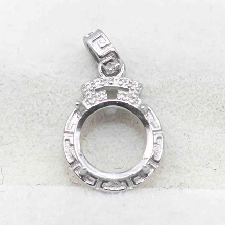 Sterling Silver 8*8mm Semi Mount Pendant Empty Frame Blank Support Setting S925 Base Holder Without Center Stone for DIY Inlay