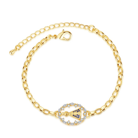 Fashion personality men and women religious jewelry 18K gold plated zircon Virgin Mary bracelet religious bracelet wholesale
