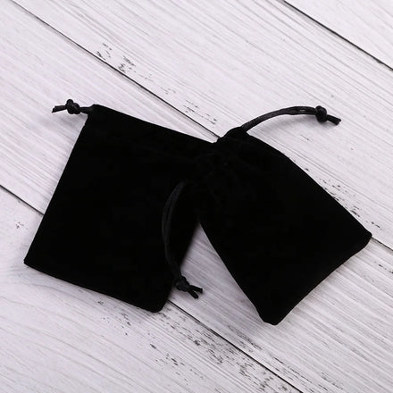 8x10cm Black Velvet Jewelry Cosmetics Pouch Drawstring Pocket Small Storage Bag
