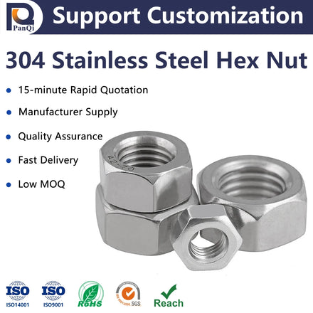 Hot Selling 304 Stainless Steel Standard Thread Hexagon Nuts New Design for Industrial Use Directly From Factory