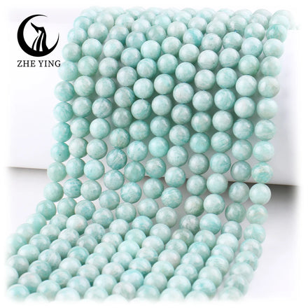 Zhe Ying 6mm 8mm 10mm Striped Amazonite Beads Round Natural Stone Beads Gemstone String Natural Blue Green Ice Amazonite Beads