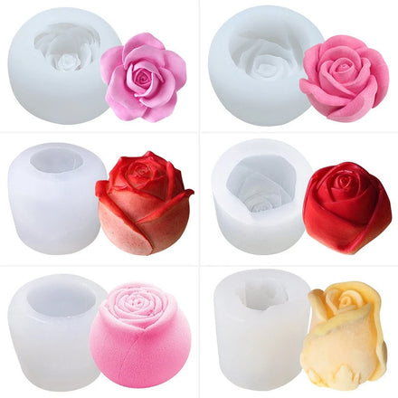 DIY Homemade Various Sizes Rose Silicone Molds for Candle Soaps Making 3D Rose Flower Silicone Ice Cube Molds