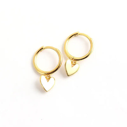 925 Sterling Silver 18K Gold Plated Heart Huggie Hoop Earrings with Zircon for Parties and Gifts
