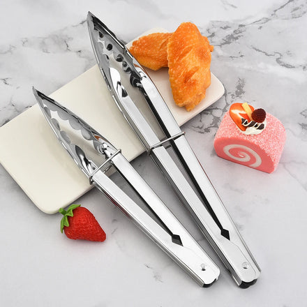 Stainless Steel Kitchen Utensils Set BBQ Tongs Salad Bread Pastry Cooking Tong Silver Home Cooking Gadgets for Daily Use