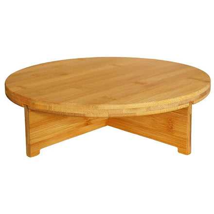 Modern Outdoor Garden Furniture Wood Coffee Table with round Dessert Plate Cake Stand Polished Design