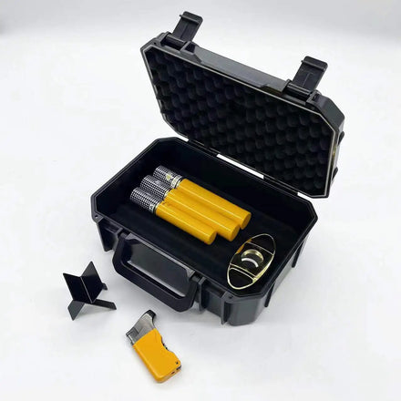 Wholesale Customized logo Foam Color Hard Plastic Wholesale Plastic Travel Cigar case with Cutter and Lighter Cigar