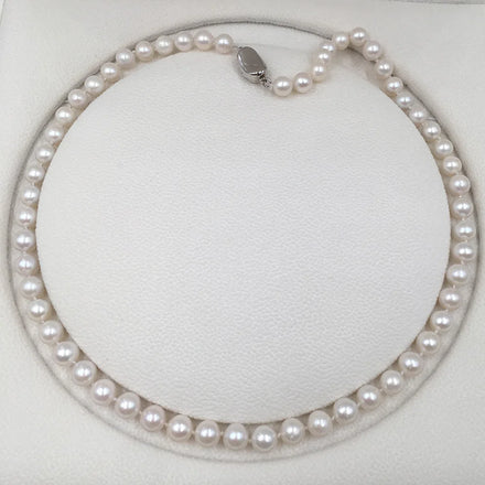 6.3-7.3 mm Round AA Nature Freshwater Pearl Choker Necklace Nice CLASP for Women Knotted Beads