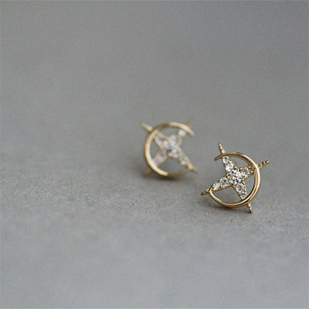 2025 New Trendy Pure Silver Gold Plated Jewelry White CZ Stud Earrings