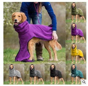 Pet Quick-drying Towel Pet Clothing Warm Winter Thickening Warm Hooded Solid Color Dog Clothing