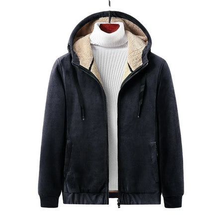 Hooded Thick Fleece Grey Coats Male Winter Streetwear Outerwear Mens Jacket Plus Size 7XL