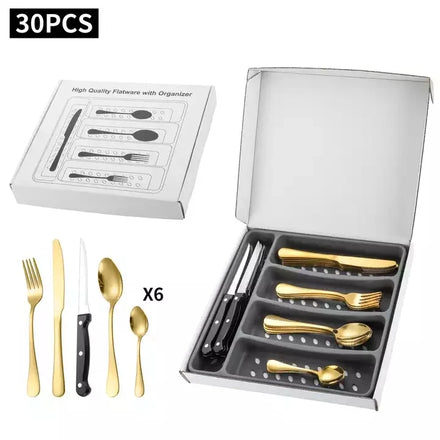 30pcs Modern Mirror Polish Stainless Steel Cutlery Set Steak Knife Silverware Wholesale Cheap Price