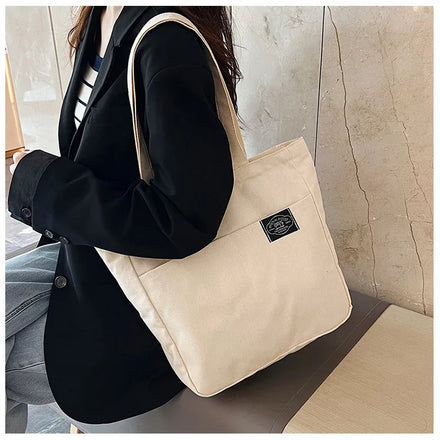 In Stock Student Class Large-capacity Women Hand Bag Shoulder Students All-match Messenger Canvas Bag With Zipper and Pocket