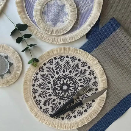 Light Luxury Bohemian Style Woven Cotton Placemats Multi Kinds Fabric Tassel Insulation Mat Anti-hot Pot Mat Home Decoration Mat