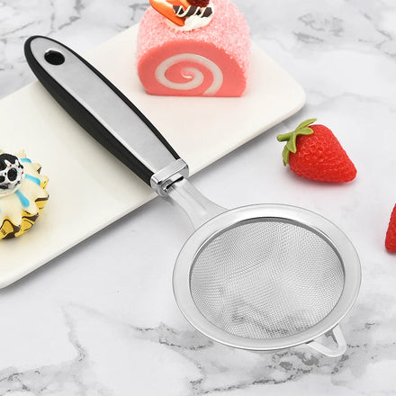 Stainless Steel Fine Mesh Strainers Spoon Flour Mesh Thickened Handle Spoon Tea Net Juice Soy Milk Filter Spoon Kitchen Tools