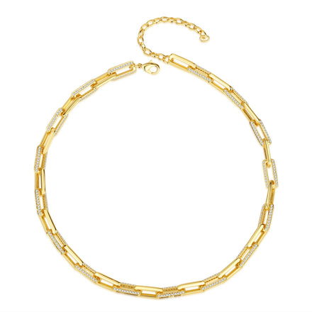Stylish luxury geometric necklace 18K gold-plated high-grade zircon square trend chain necklace High jewelry necklace
