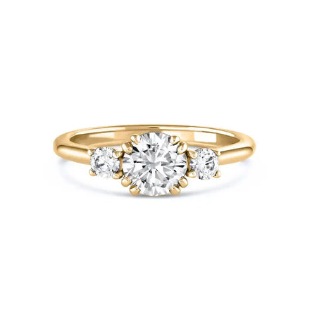 Base 18K Gold Plated 925 Sterling Silver Three Stones Diamond Ring Custom Jewelry Gold Vermeil Silver Women Fashion Gift Jewelry
