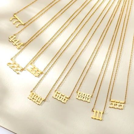 18k Gold Plated Angel Number Necklace Waterproof Dainty 111 222 333 444 Custom Silver Lucky Number Necklace Christmas Gifts