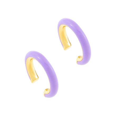 Simple Painting Solid Color Oil Earrings Round Huggie Ear Buckle European American Personality Trendy Cuff Earrings for Women