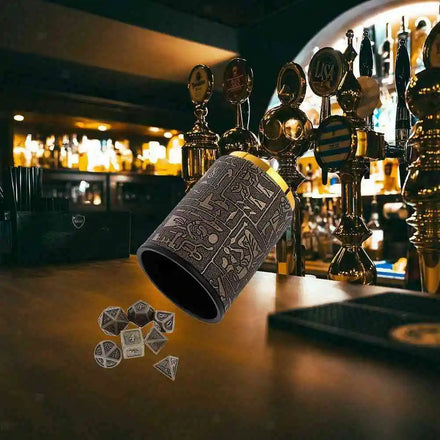 OEM Custom Embossed Aluminum Lid Leather Game Dice Cup Dice Shaker Cupdice Cup Set with Dices