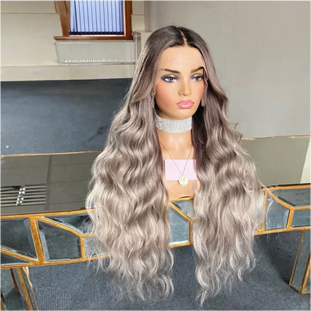 Vendors Unprocessed Raw Hair Highlights Platinum Color Body Wave Cuticle Aligned HD Lace Front Wigs With Ponytail