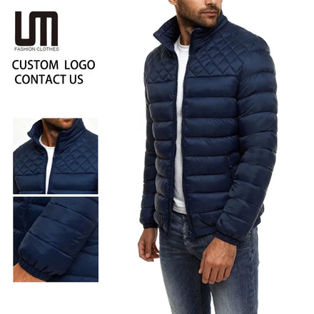 Custom Your Brand Logo Wholesale Autumn Winter Men Clothing Solid Color Zipper Jackets Plus Size 3XL Coats