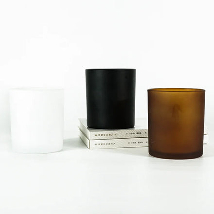 Luxury Frosted Wholesale White 8oz 10oz Custom Logo Colorful Wide Mouth Glass Candle Jar for Candle Making