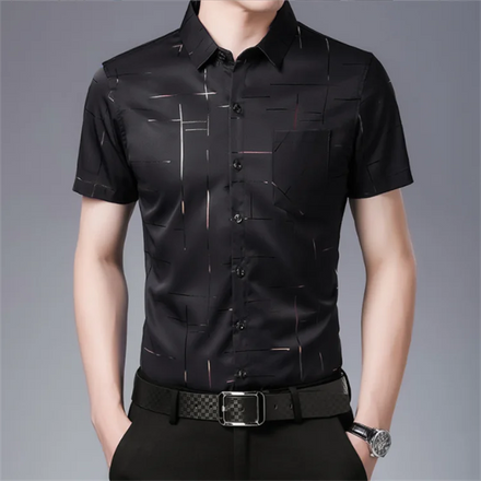 Men's Short-sleeved Button-up T-shirt