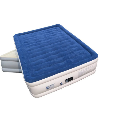 Thickened Double Inflatable Flocking Bed Outdoor Inflatable Flocking High Bed with 110V Built-in Air Pump
