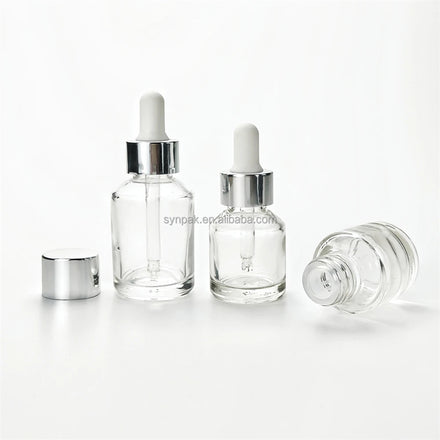 15ml & 30ml Round Transparency Glass Dropper Bottle for Skincare for Face Cream & Essential Oil Packaging Container