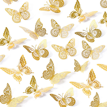 12pieces 3D Butterfly Party Decorations Removable Wall Stickers Room Decor for Kids Nursery Classroom Wedding Decor