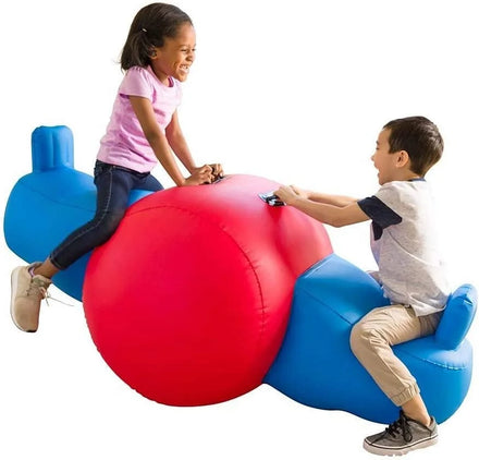 Big Plastic Rocking Chair with Handlebars and Backrest Inflatable Seesaw Seat for Two Kids Indoor/Outdoor School & Garden Use